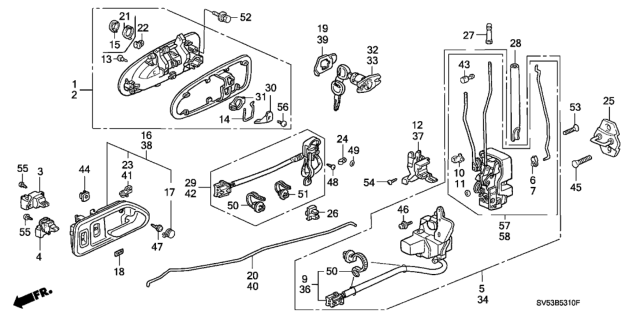 1996 Honda Accord Cylinder, Passenger Side Door Diagram for 72145SM4003