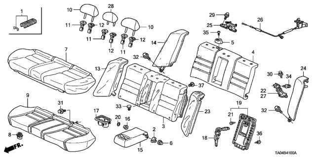 2008 Honda Accord  Pad & Frame, RR. Seat Cushion Diagram for 82137TA0A71