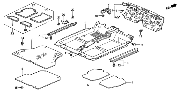2001 Honda Prelude Insulator, L. FR. Floor Diagram for 83361S30A00