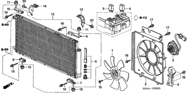 2006 Honda CR-V Fan, Cooling (Natural) (Denso) Diagram for 38611PNA003