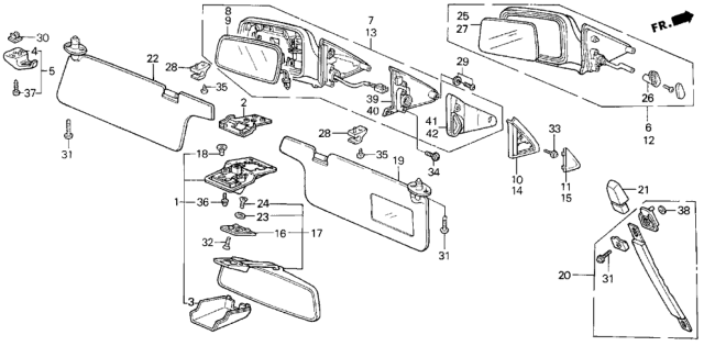 1990 Honda Prelude  Grab Rail *NH84L* (HALF BLACK) Diagram for 83240SF1010ZC