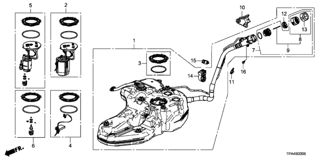 2021 Honda CR-V Hybrid  Set, Fuel Tank Complete Diagram for 17044TPGA00