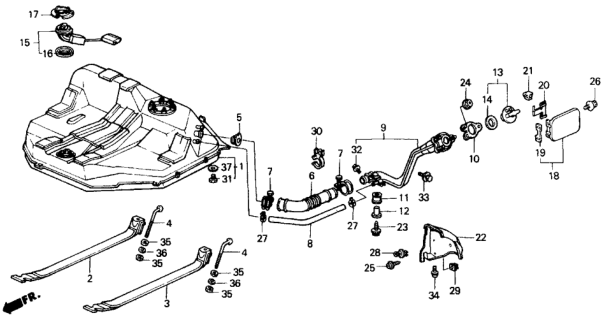 1989 Honda Civic  Tank, Fuel Diagram for 17500SH4A37