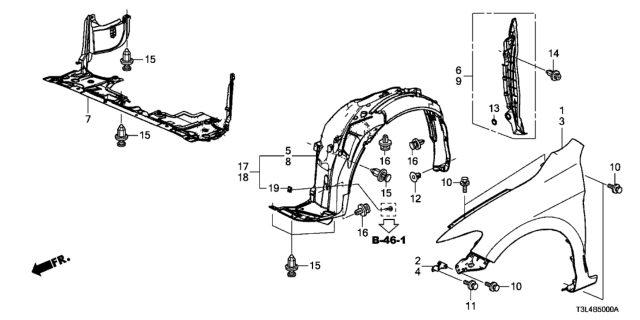 2016 Honda Accord Panel, Right Front Fender (Dot) Diagram for 60211T3LA90ZZ