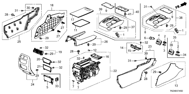 2021 Honda Ridgeline  PNL, CONSOLE (TYPEE) Diagram for 77295TG7A61ZB