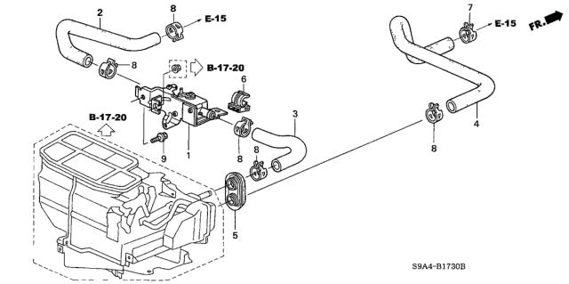 2004 Honda CR-V  Hose, Water Outlet Diagram for 79725S9AA00