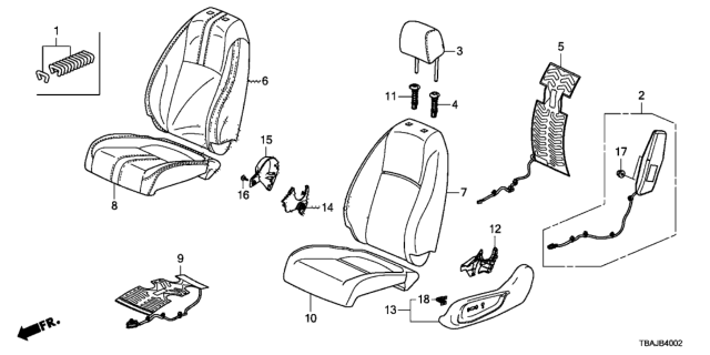 2018 Honda Civic Pad Comp L, FR Cus Diagram for 81537TBAA51