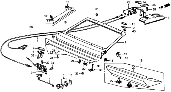 1986 Honda CRX Tailgate Diagram for 85210SB2662ZZ
