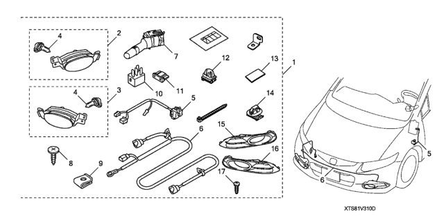 2013 Honda Civic Harness, Foglight Diagram for 08V31TR010032