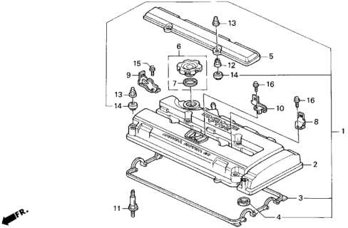 1994 Honda Del Sol Gasket B, Head Cover Diagram for 12342PT2000