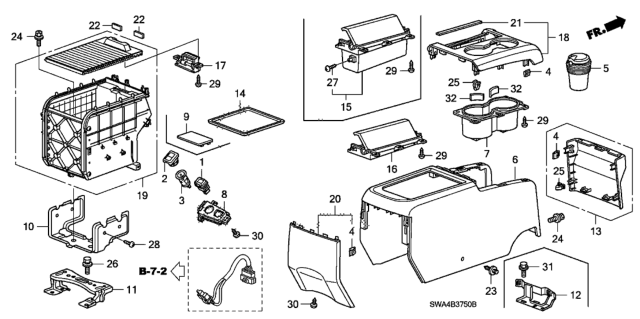 2011 Honda CR-V Pocket Assy., Center Console *NH608L* (UH GUN METALLIC) Diagram for 83451SWAA01ZD