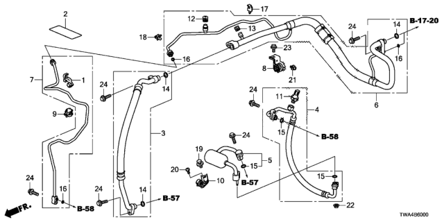 2018 Honda Accord Hybrid Clip, Receiver Pipe Diagram for 91548TR0A01