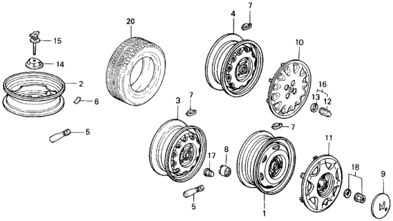 1988 Honda Civic  Disk, Wheel (5-Jx13) (Black) Diagram for 42700SH4930