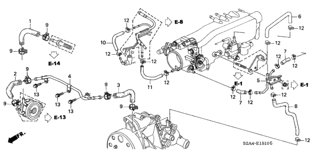 2002 Honda S2000  Hose A, Breather Heat Diagram for 19514PCX000
