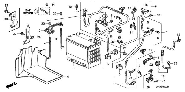 2006 Honda Pilot  Cable Assembly, Ground Diagram for 32600S9VA01