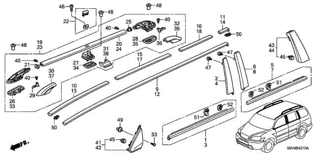 2007 Honda Pilot  Molding Assy., R. FR. Door Diagram for 72410S9VA01