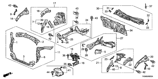 2014 Honda Odyssey Frame, R. FR. Side Diagram for 60810TK8A10ZZ