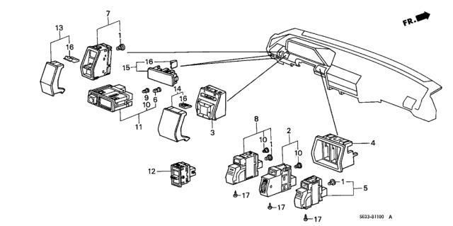1989 Honda Accord Switch, Remote Control Mirror (Matsuyama) Diagram for 35190SE3003