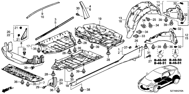 2013 Honda CR-Z  Cover, Middle Floor (Lower) Diagram for 74645SZTG00