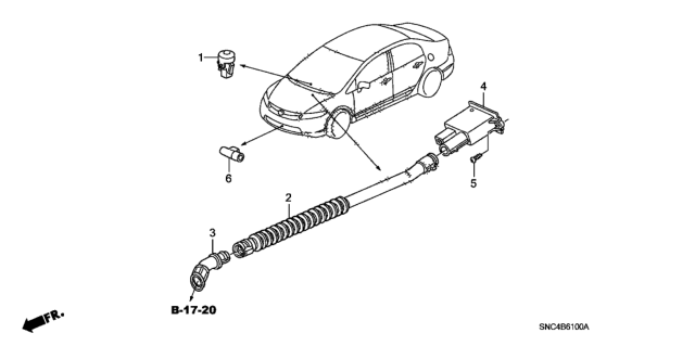 2009 Honda Civic  Sensor Assy., Sun Beam Diagram for 80510SDAA41