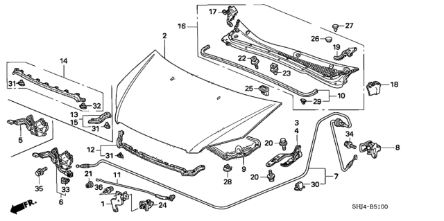 2010 Honda Odyssey  Lock Assembly, Hood Diagram for 74120SHJ509
