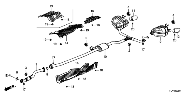 2017 Honda CR-V  Muffler, Driver Side Exhuast Diagram for 18305TLAA04