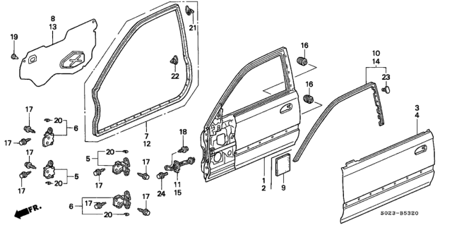 1996 Honda Civic Insulator, Door Panel Diagram for 72322S01A00
