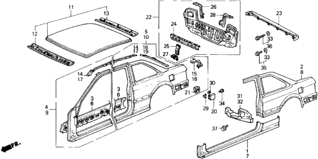 1989 Honda Accord Panel, RR. Diagram for 66100SG7A01ZZ