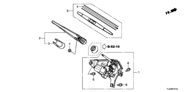 2018 Honda CR-V Motor Assembly, Rear Windshield Wiper Diagram for 76700TLAA01
