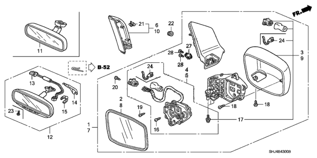 2010 Honda Odyssey Mirror Assembly, Passenger Side Door (Ocean Mist Metallic) (Heated) Diagram for 76200SHJA51ZA