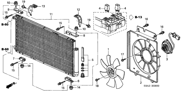 2006 Honda Element  Shroud, Air Conditioner Diagram for 38615PZDA01