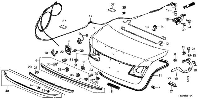 2017 Honda Accord Hybrid  Clip, Garn Diagram for 91512T2A003