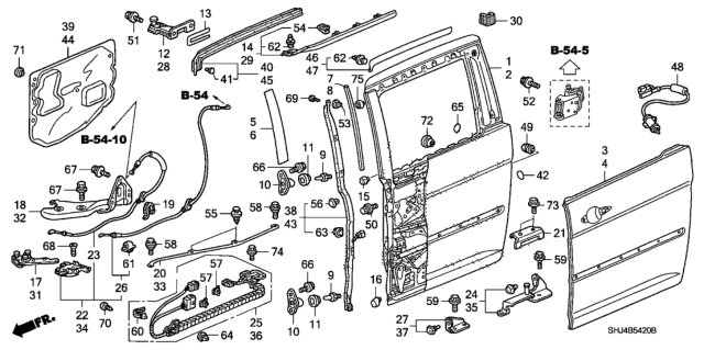 2005 Honda Odyssey  Roller Assy., R. Slide Door (Upper) Diagram for 72510SHJA01