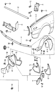 1980 Honda Accord  Bolt, FR. Fender Diagram for 61120671670