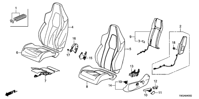 2020 Honda Civic Pad, Left Front Seat-Back Diagram for 81527TBFA01