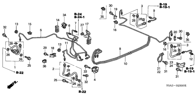 2001 Honda Civic Hose Set, Left Front Brake Diagram for 01465S5AJ02