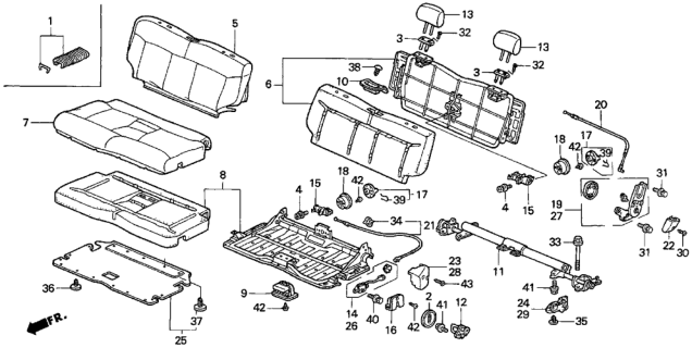1997 Honda Odyssey  Clip, Mat (5MM) *NH178L* (EXCEL CHARCOAL) Diagram for 90667SA7003A8