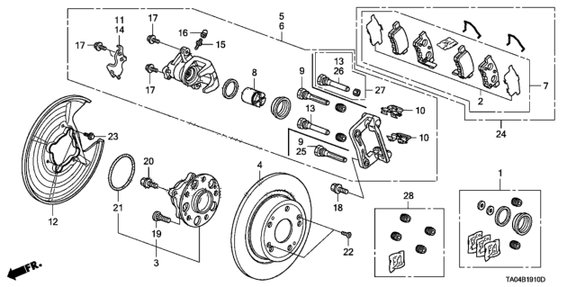 2008 Honda Accord  Set, Dust Cover Diagram for 06433TA0305