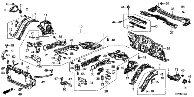 2020 Honda Clarity Plug-In Hybrid  Bolt-Washer (6X26) Diagram for 90101S3VA00