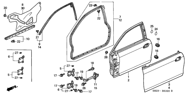 2002 Honda Accord Checker, Right Front Door Diagram for 72340S82A01
