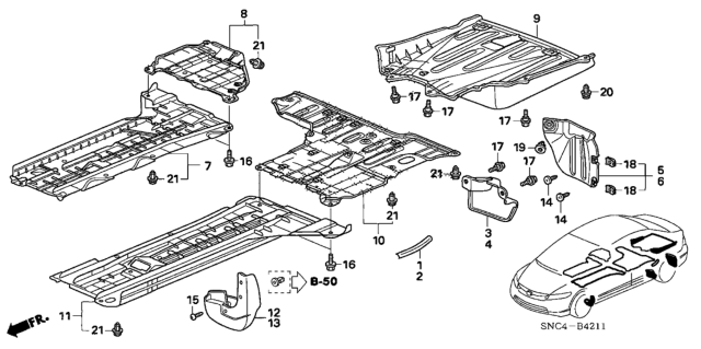 2009 Honda Civic Cover, R. RR. Fender Diagram for 74551SNAA00