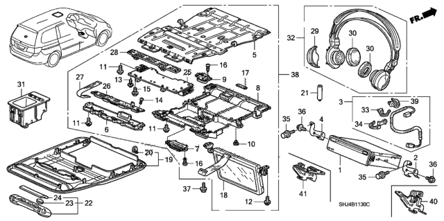 2010 Honda Odyssey  Sub-Wire, DVD Diagram for 39117SHJA90