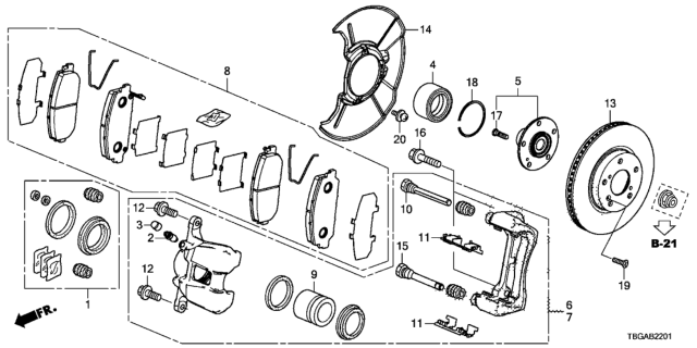 2020 Honda Civic Pad Set, Front Diagram for 45022TX4A80
