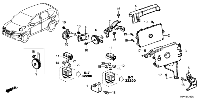 2015 Honda CR-V  Horn Assembly (High) (Mitsuba) Diagram for 38150SFJW02
