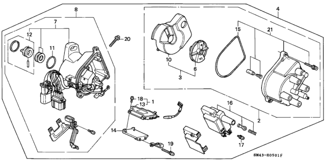 1991 Honda Accord  Cover, LEAk Diagram for 30107P08006