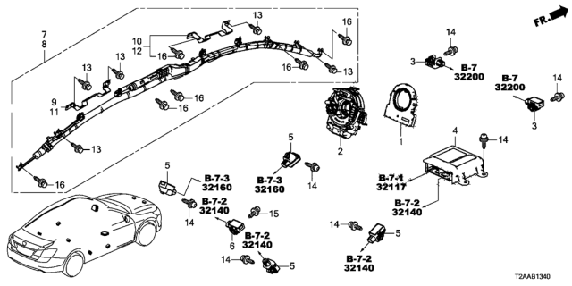 2017 Honda Accord Sensor Assy, Side Diagram for 77970TX6A01