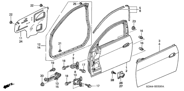 2006 Honda Accord Hinge, Left Front Door (Upper) Diagram for 67450SDNA01ZZ