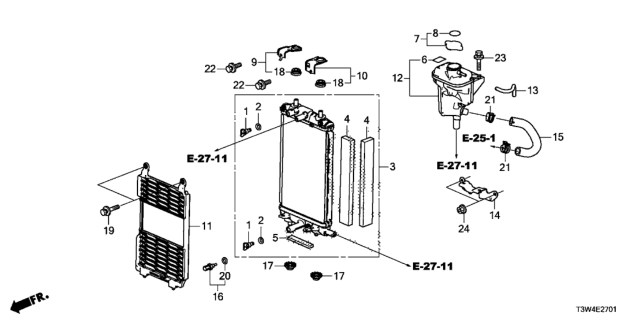 2017 Honda Accord Hybrid Bracket, L. Radiator Diagram for 1J0625K0010