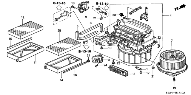 2004 Honda CR-V  Plate B Assy., Blower Diagram for 80296SCAG01