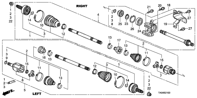 2008 Honda Accord  Band B, Driveshaft (Nippon Hatsujo) Diagram for 44327S04A01